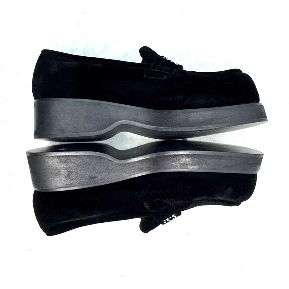 Vintage Y2K Black Velvet Platform Rhinestone Loafers Size 7.5 - Picture 5 of 7